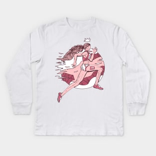 Pink and White No 1 Track and Field Runner Kids Long Sleeve T-Shirt